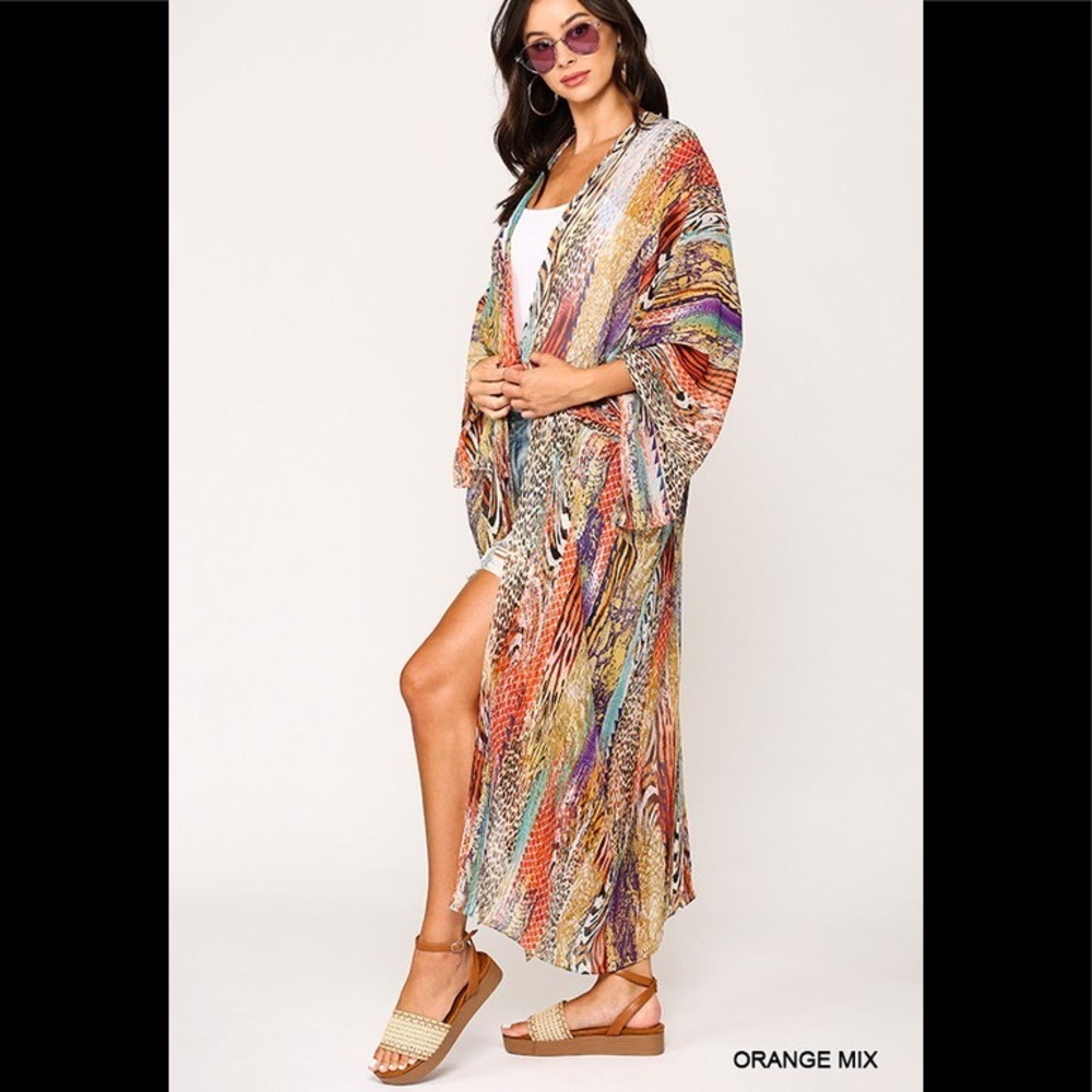 Mix print open front Macy kimono. - Picture 6 of 6